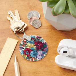 Vattenfärgsfärgad Monogram Blommigt Delight Nyckelring