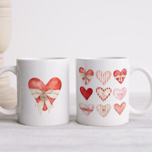 Vattenfärgsfärgad och Rosa - Hjärter Kaffemugg
