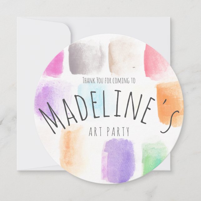 Vattenfärgsfärgad Party-födelsedag Färgfull Abstra Tack Kort (Framsida)