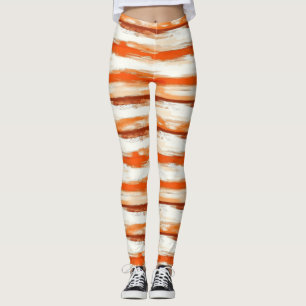 Vattenfärgsfärgad Rand i kaffe och Orange Tones Leggings