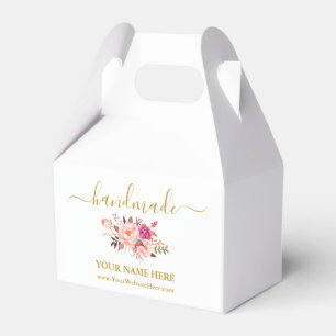 Vattenfärgsfärgad Rosa Blommigt Kalligrafi - liten Presentaskar