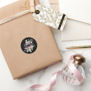 Vattenfärgsfärgad rosa lavender ro minimalistisk s runt klistermärke