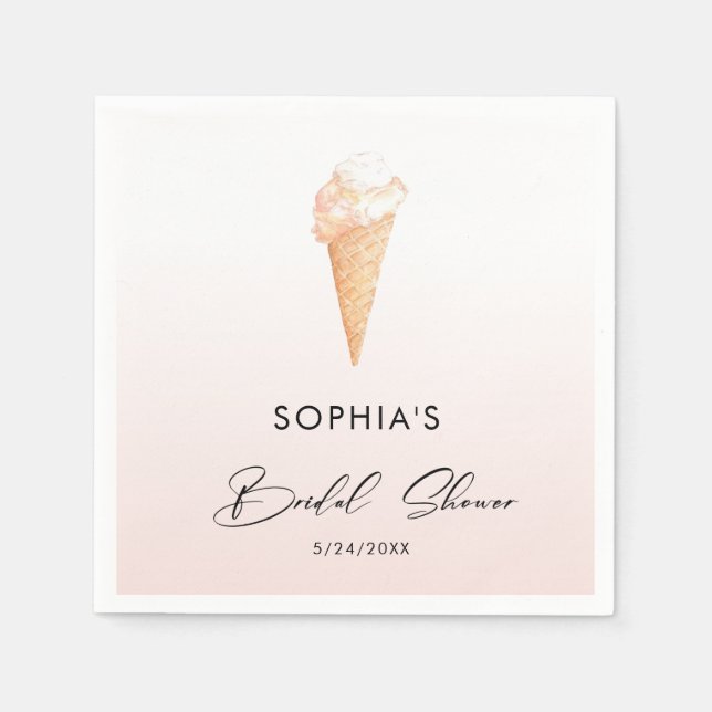 Vattenfärgsfärgad Rosa Möhippa av iskräm Pappersservett (Framsidan)