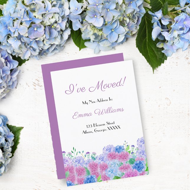 Vattenfärgsfärgad Rosa och blå Hydrangeas som jag  Inbjudningar (Skapare uppladdad)