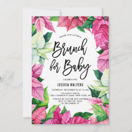 Vattenfärgsfärgad Rosa Poinsettias Baby Shower Bru Inbjudningar