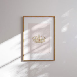 Vattenfärgsfärgad rosa vintage krona poster