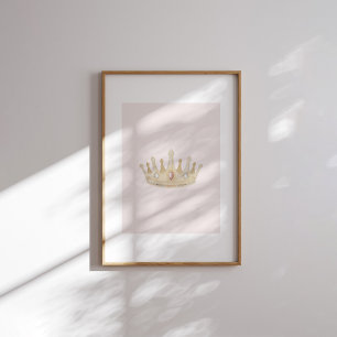 Vattenfärgsfärgad rosa vintage krona poster
