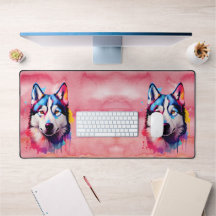 Vattenfärgsfärgad Siberian husky-färggrafik