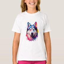 Vattenfärgsfärgad Siberian husky-färggrafik
