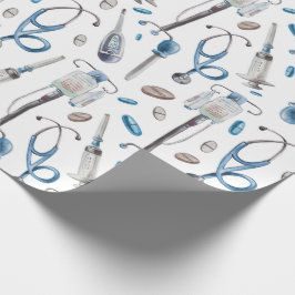 Vattenfärgsfärgad, sömlös mönster av medicinska fö presentpapper