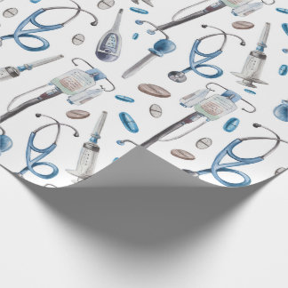 Vattenfärgsfärgad, sömlös mönster av medicinska fö presentpapper
