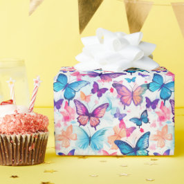 Vattenfärgsfärgad Stil-färgfull Whimsical Butterfl Presentpapper