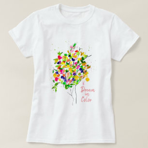 Vattenfärgsfärgad träd-abstrakt art T-Shirt
