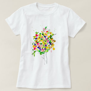 Vattenfärgsfärgad träd-abstrakt art T-Shirt