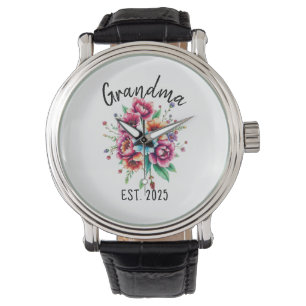 Vattenfärgsfärgad Wildblommor Grandmor Armbandsur