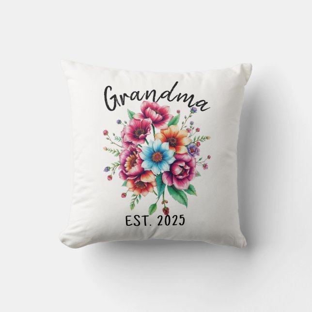 Vattenfärgsfärgad Wildblommor Grandmor Kudde (Framsida)