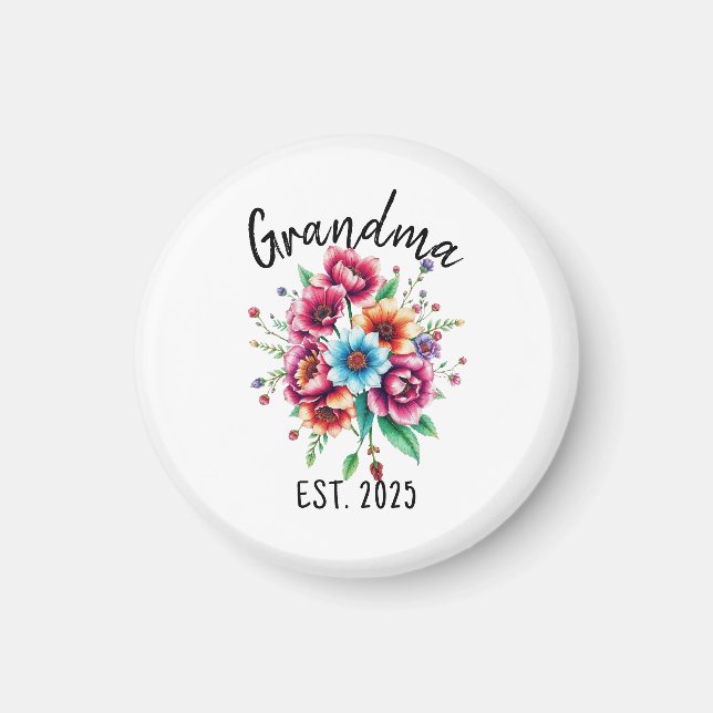 Vattenfärgsfärgad Wildblommor Grandmor Magnet (Framsidan)