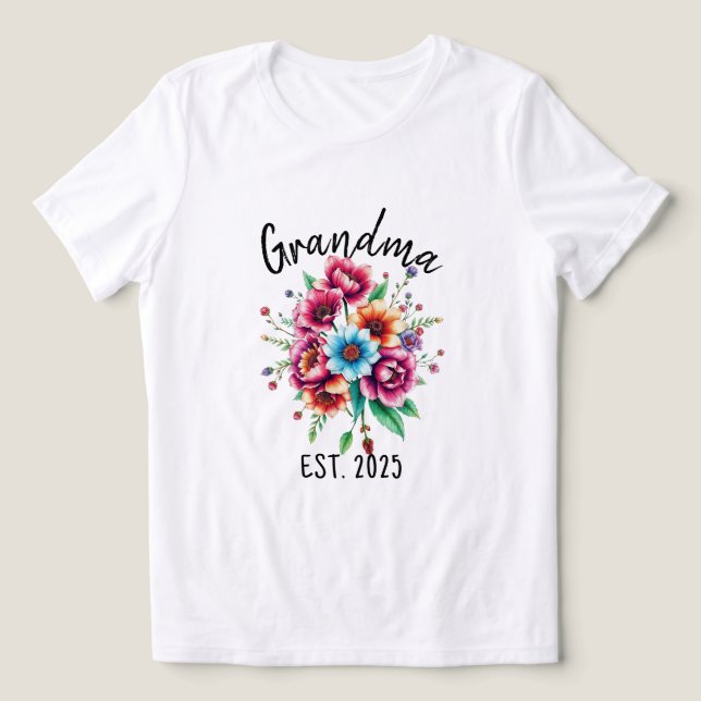 Vattenfärgsfärgad Wildblommor Grandmor T Shirt (Design Framsida)