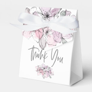Vattenfärgsfärgade Blommigtar Tack Namn Dag Vit Presentaskar