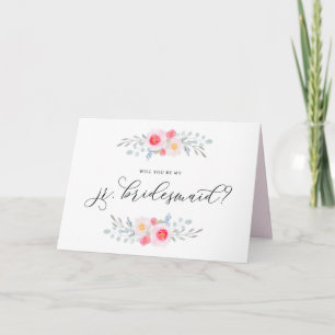 Vattenfärgsfärgade Rosa Anemones är min Jr Bridesm Kort