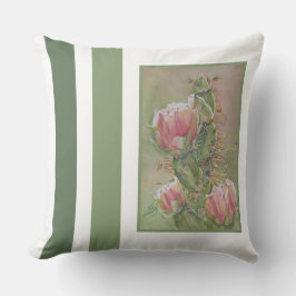 Vattenfärgsfärgade Rosa Pear Cactus Kudde