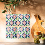 Vattenfärgsfärgat Blommönster Navy Coral Grönt Kakelplatta<br><div class="desc">Öka din hemdekoration med den här snyggt designade dekorativa plattan med ett dynamiskt vattenfärgsinspirerat blommönster i skalor av korall, flotta och grönt. Dess unika och öga-fångstutformning kommer omedelbart att öka utseendet på vilket rum som helst. Perfekt för bakgrundsplaster, accentväggar eller dekorativa visningar och kan även användas som underlägg-, trivet- eller...</div>