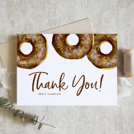 Vattenfärgsfärgat Chocolate Sprinkle Donuts Birthd Tack Kort