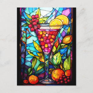 Vattenfärgsfärgat glas Fruktcocktaildryck Vykort