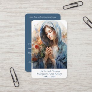 Vattenfärgsfärgat katolskt Heliga Mary Prayer Card Visitkort