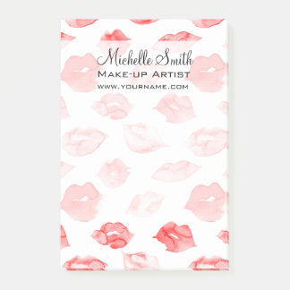 Vattenfärgsfärgat läppar mönster makeup-varumärke post-it block
