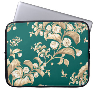 Vattenfärgsfärgen mönster i blommar grenar. laptop fodral