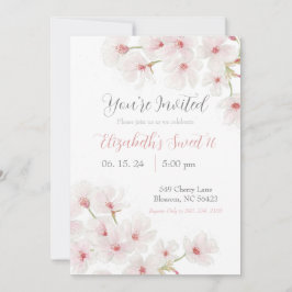 Vattenfärgsfärgen Rosa Cherry Blommars Sweet 16 Inbjudningar