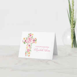 Vattenfärgsfärgen Rosa Flower Kor First Communion Tack Kort