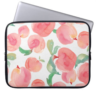 Vattenfärgsfärger, persikor laptop fodral