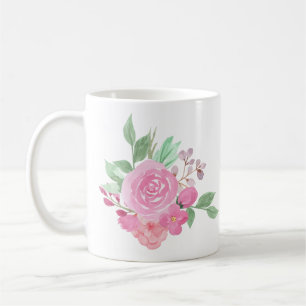 Vattenfärgsfärgfull Vår Blommigt Posy-Anpassningsb Kaffemugg