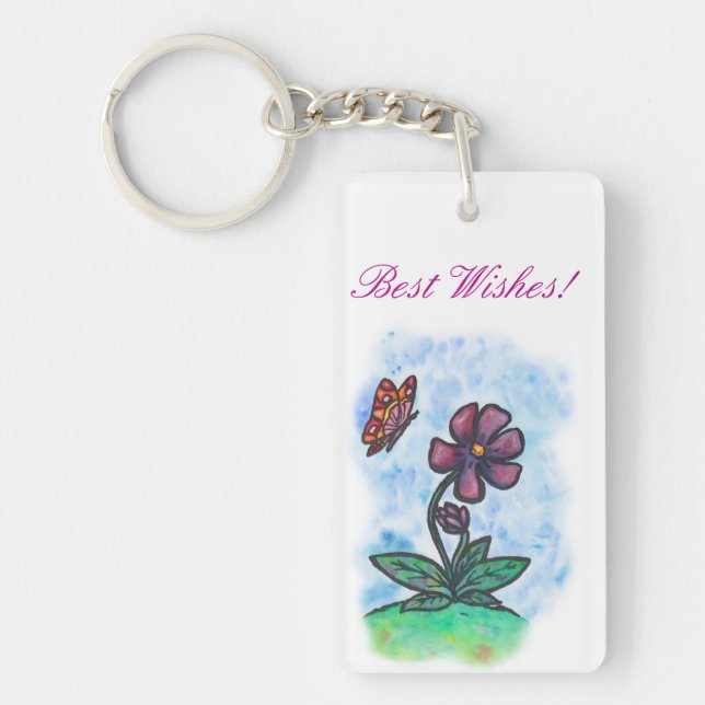 vattenfärgsfärgkonst Flower med Butterfly (Framsidan)