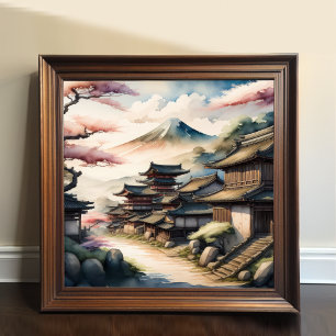 Vattenfärgsfärgning av det antika japanska bytet poster