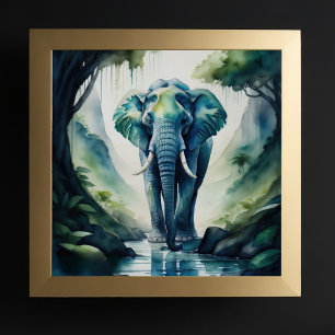 Vattenfärgsfärgning av elefant 1:1 poster