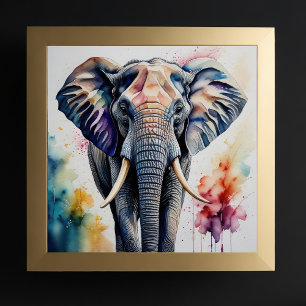 Vattenfärgsfärgning av elefant 1:1 poster