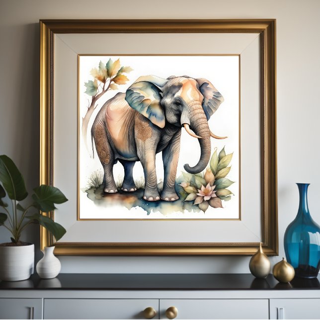 Vattenfärgsfärgning av elefant 1:1 poster (Skapare uppladdad)