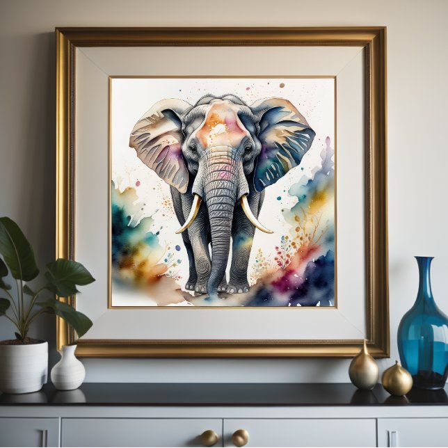 Vattenfärgsfärgning av elefant 1:1 poster (Skapare uppladdad)