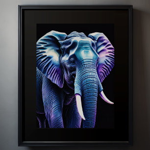 Vattenfärgsfärgning av en elefant 3:4 poster