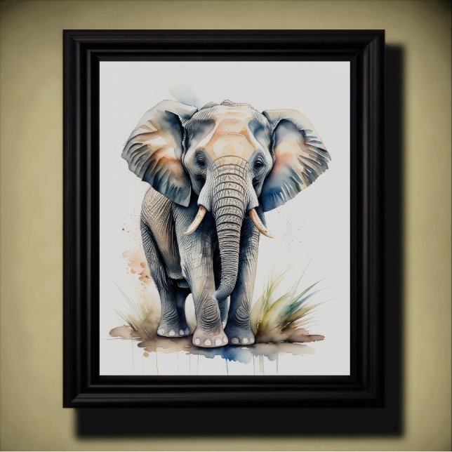 Vattenfärgsfärgning av en elefant 5:4 poster (Skapare uppladdad)