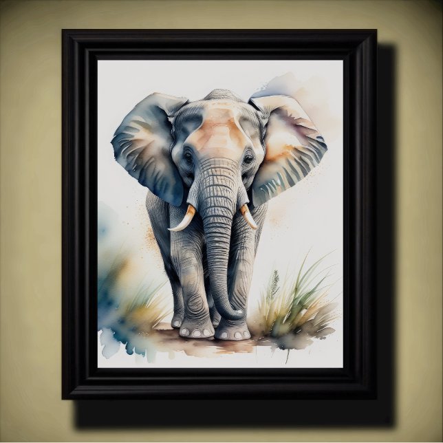 Vattenfärgsfärgning av en elefant 5:4 poster (Skapare uppladdad)