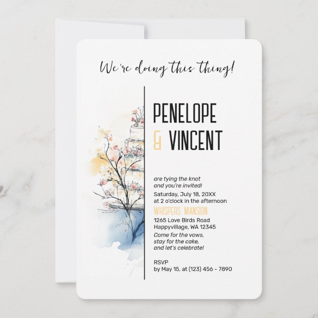 Vattenfärgsfärgning, Blommar Kake Inbjudningar (Framsida)