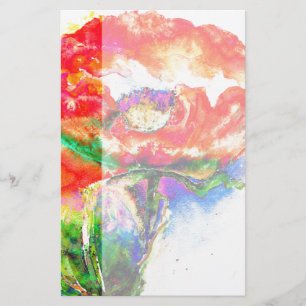 Vattenfärgsfärgning för elegantens röda blommigt brevpapper