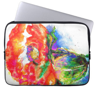 Vattenfärgsfärgning för elegantens röda blommigt laptop sleeve