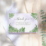 Vattenfärgsfärgning Handflatan Löv & Elegant Calli Tack Kort<br><div class="desc">Ett tackkort som matchar vår Safari Animals Vild One Baby Shower-samling. Det vikta kortet har ett ram med vattenfärgsfärgade handflatan löv. "Tack" är skrivet i en elegant-kalligrafi. Nedan finns ett redigerbart tack. Inuti kortet finns en andra tacktext som kan redigeras eller tas bort till kostym efter dina behov. Kortets baksida...</div>