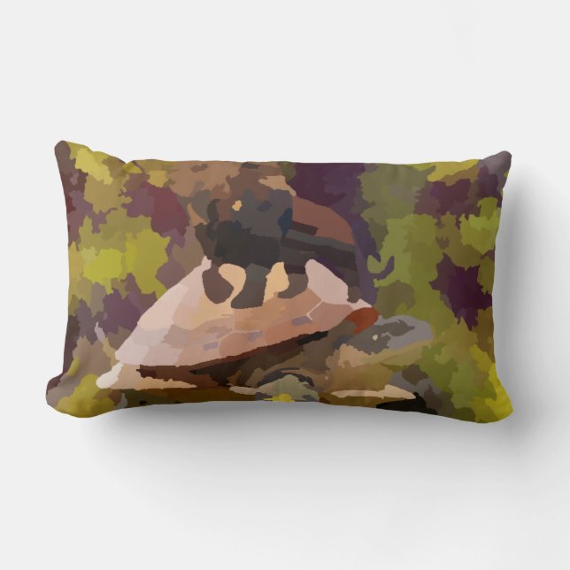 vattenfärgsfärgning lejon på sköldpadda snäckor lumbarkudde (Framsida)