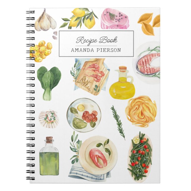 Vattenfärgsfärgning Personlig Namn Recipe Bok Anteckningsbok (Framsidan)